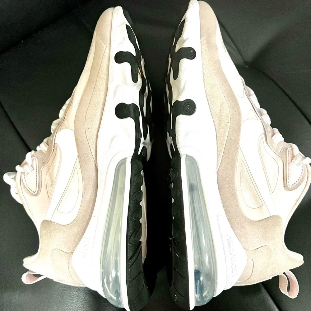 Nike Air Max 270 React Womens Barely Rose White Black size 11
